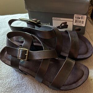 Naturalizer Brown Leather Multi-Strap Sandals